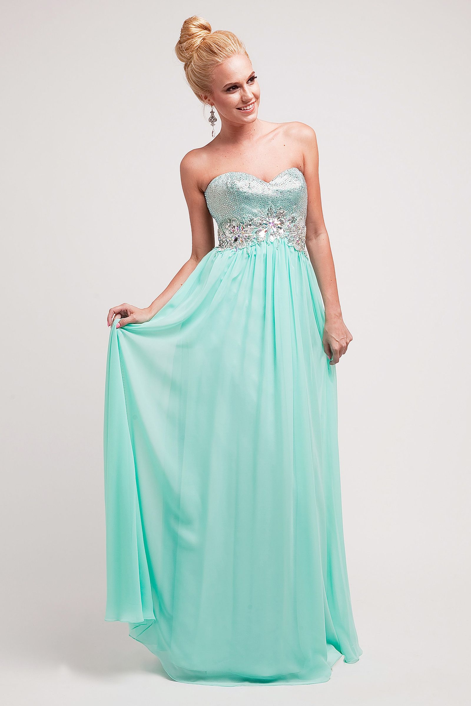 Cinderella Divine -H3001 Strapless Chiffon A-Line Dress