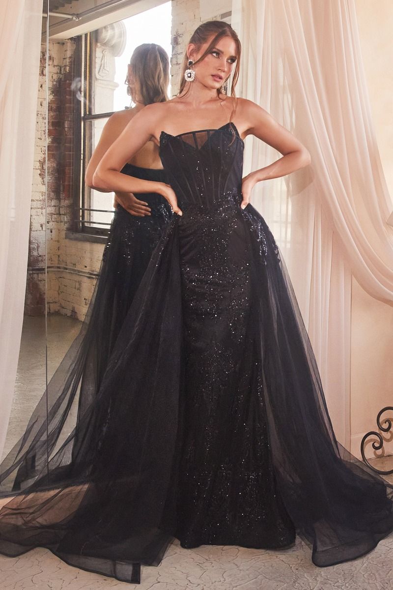 Cinderella Divine -J858 Strapless Glitter Sheath Dress