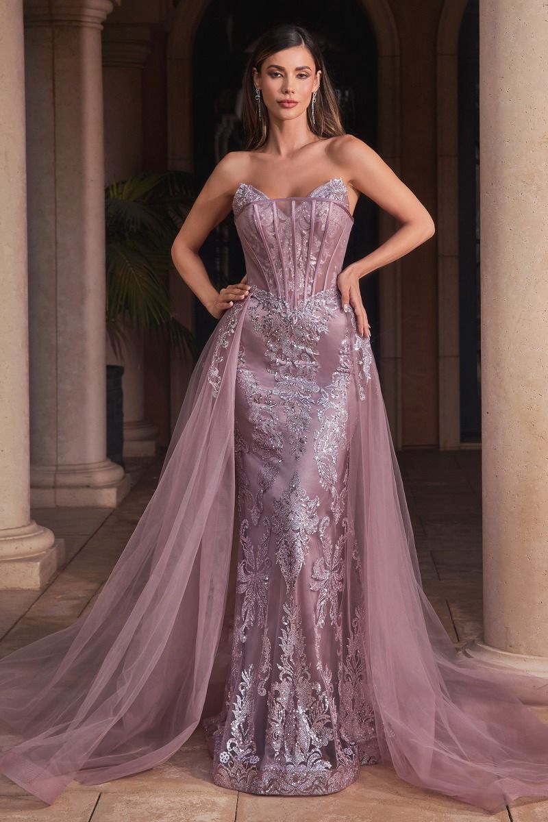 Cinderella Divine -J858 Strapless Glitter Sheath Dress