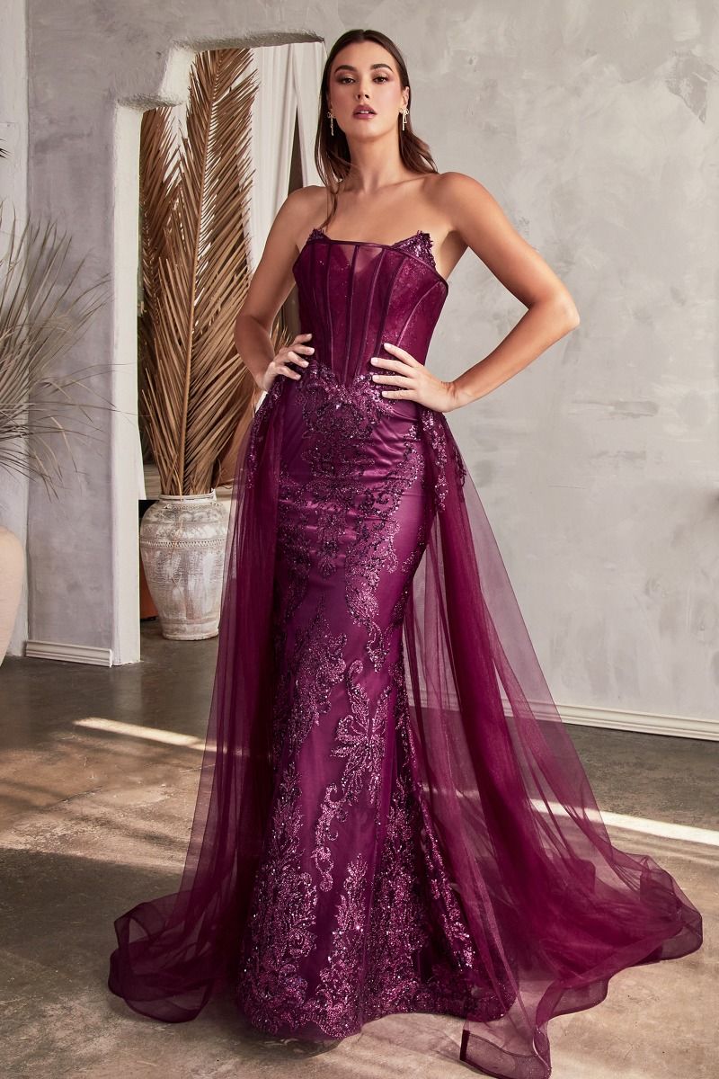 Cinderella Divine -J858 Strapless Glitter Sheath Dress