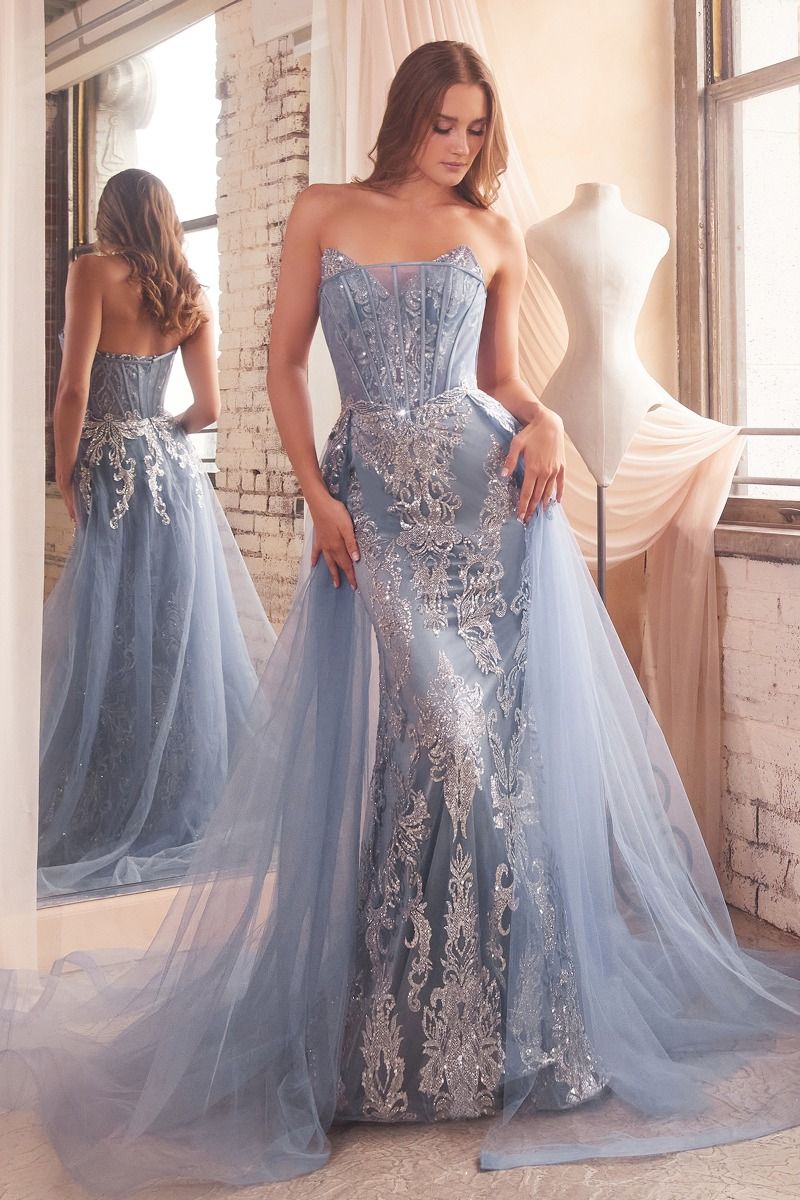 Cinderella Divine -J858 Strapless Glitter Sheath Dress