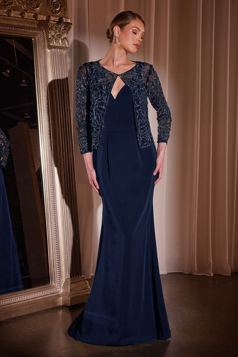 Cinderella Divine -J881 Bonny Round Neckline Floor-length Dress