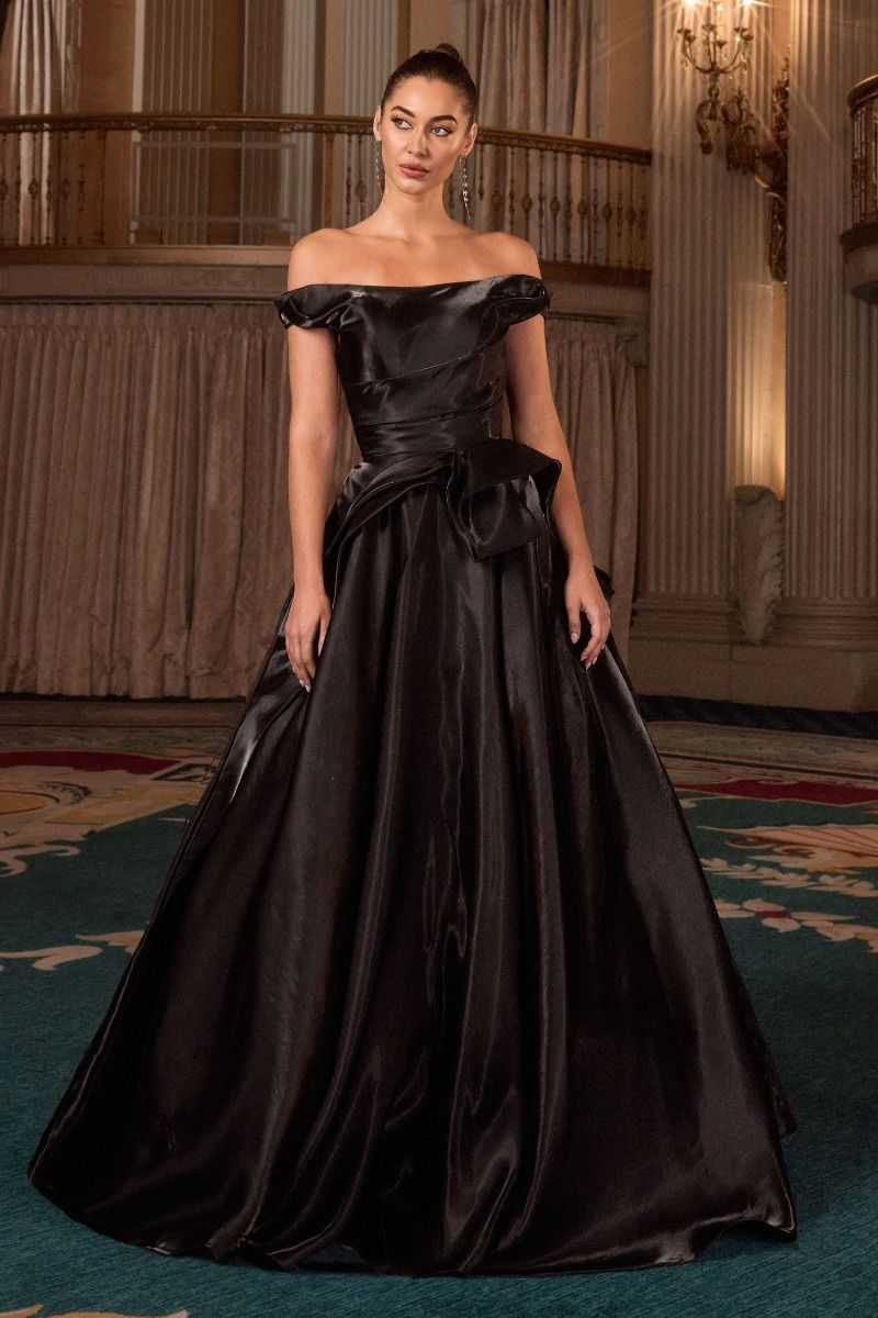 Cinderella Divine -J885 Off Shoulder A-line Long Gown.