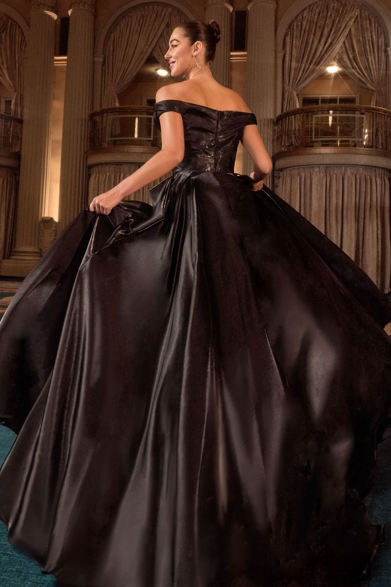 Cinderella Divine -J885 Off Shoulder A-line Long Gown.