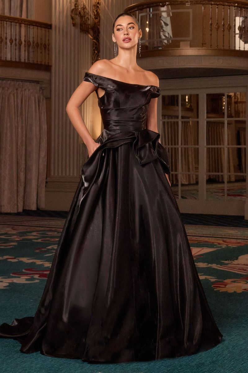 Cinderella Divine -J885 Off Shoulder A-line Long Gown.