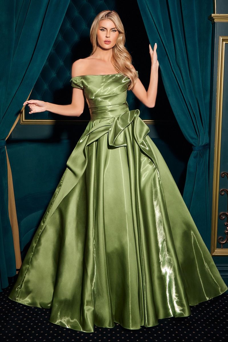 Cinderella Divine -J885 Off Shoulder A-line Long Gown.