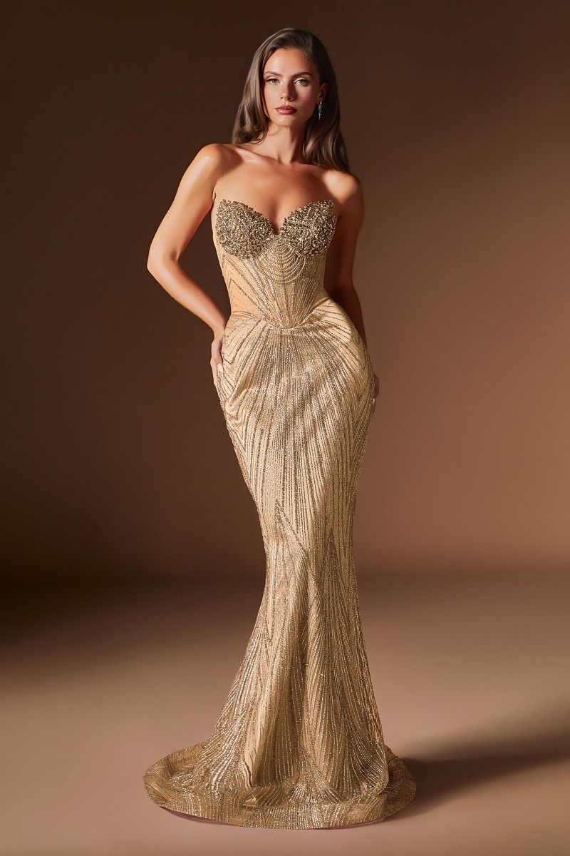 Cinderella Divine -J903 Sweetheart Neckline Gown With Intricate Crystal & Bead Work