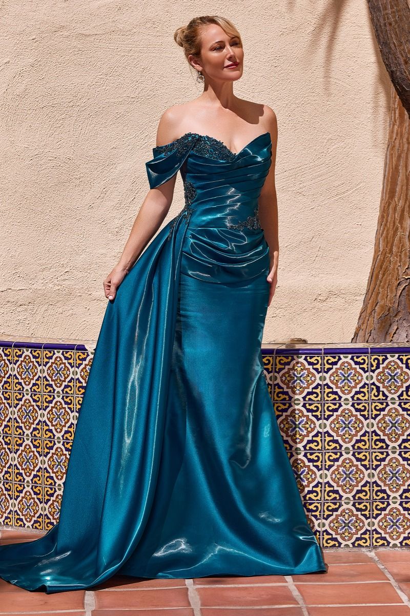 Cinderella Divine -J916 Metallic Fitted One Shoulder Gown