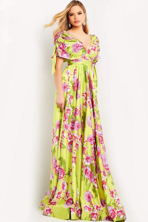 Jovani -04176 Floral Printed A-Line Dress