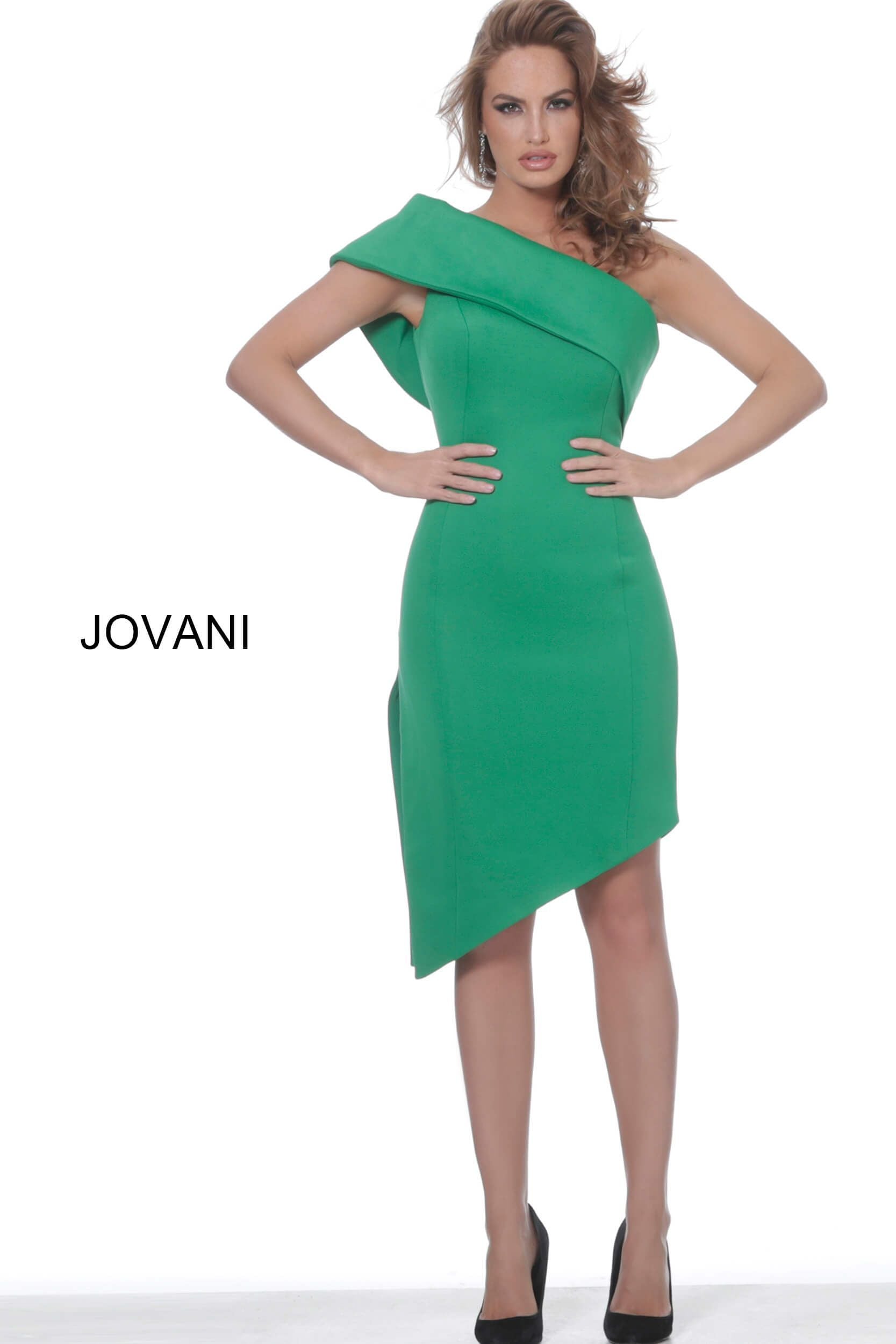 Jovani -4747 Asymmetrical Knee-Length Sheath Dress