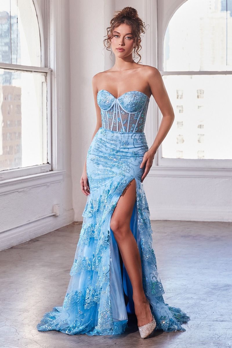 Cinderella Divine -KV1095 Strapless Ruffle Mermaid Dress
