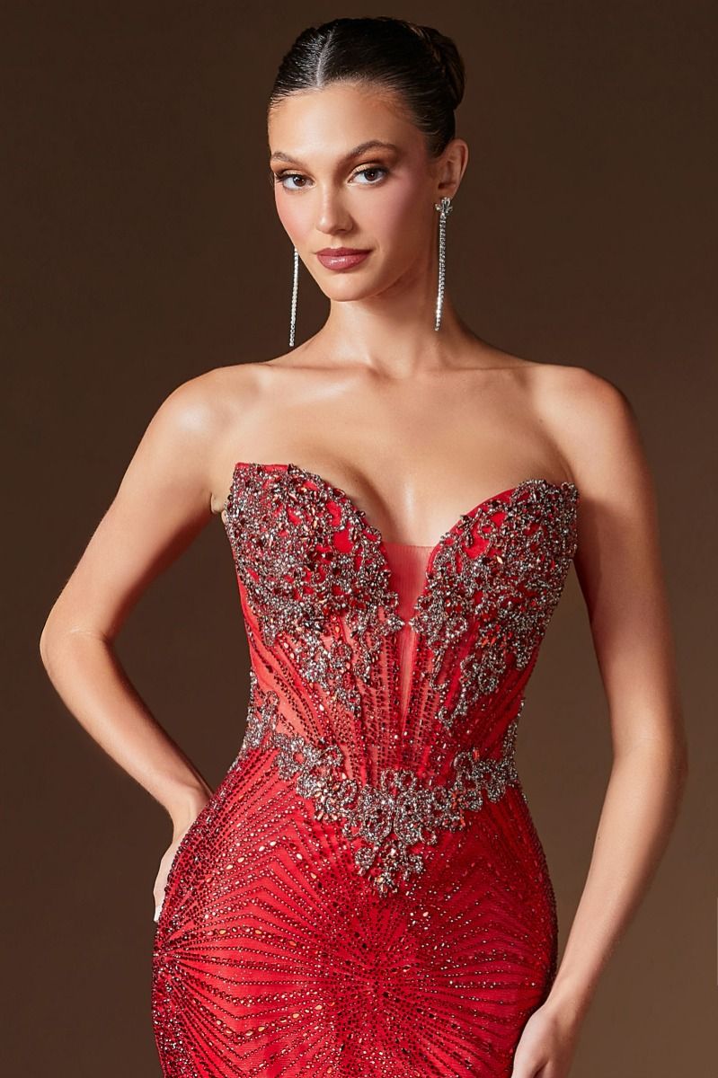 Cinderella Divine -KV1129 Beaded Strapless Mermaid Dress