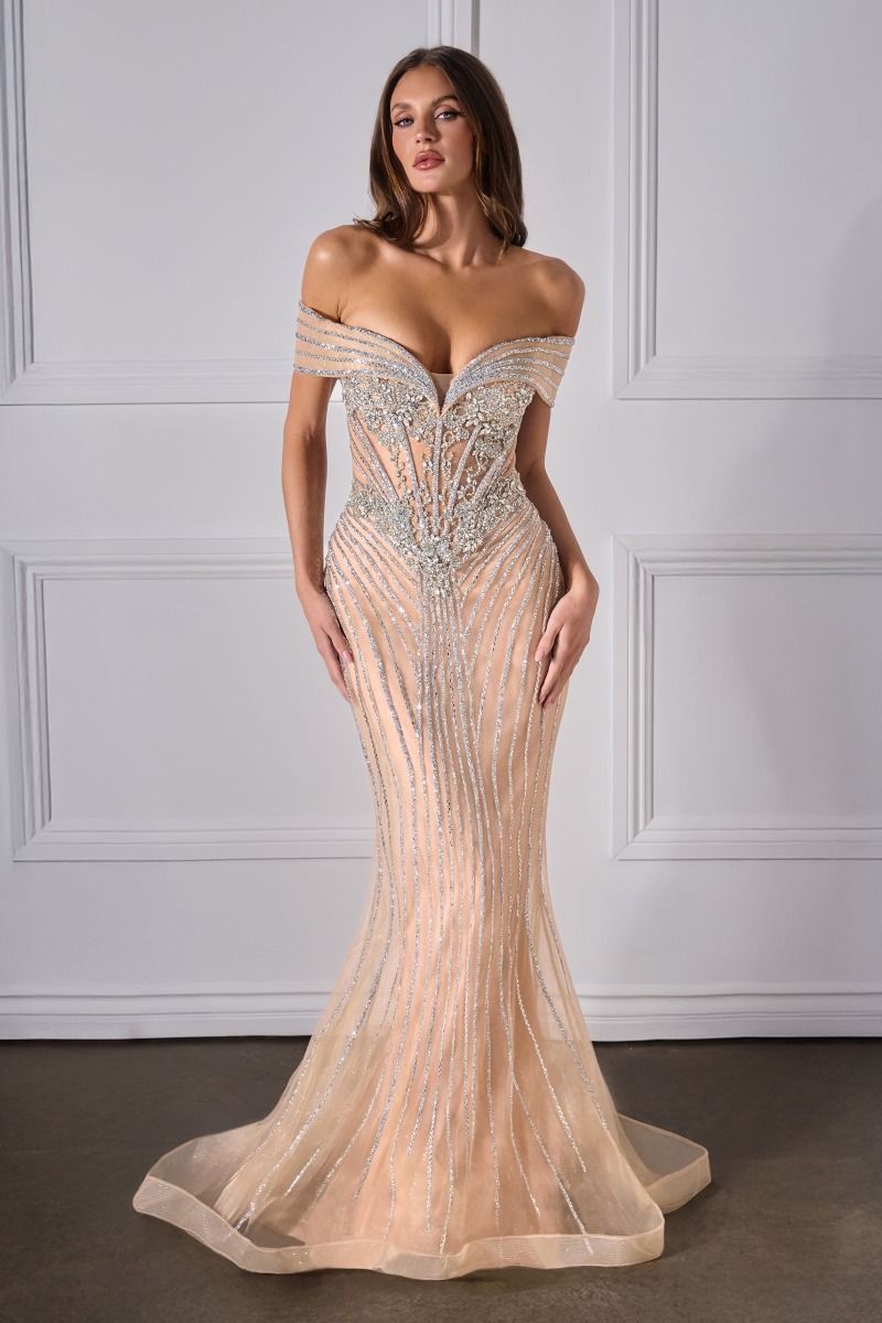 Cinderella Divine -KV1130 Off Shoulder Mermaid Dress