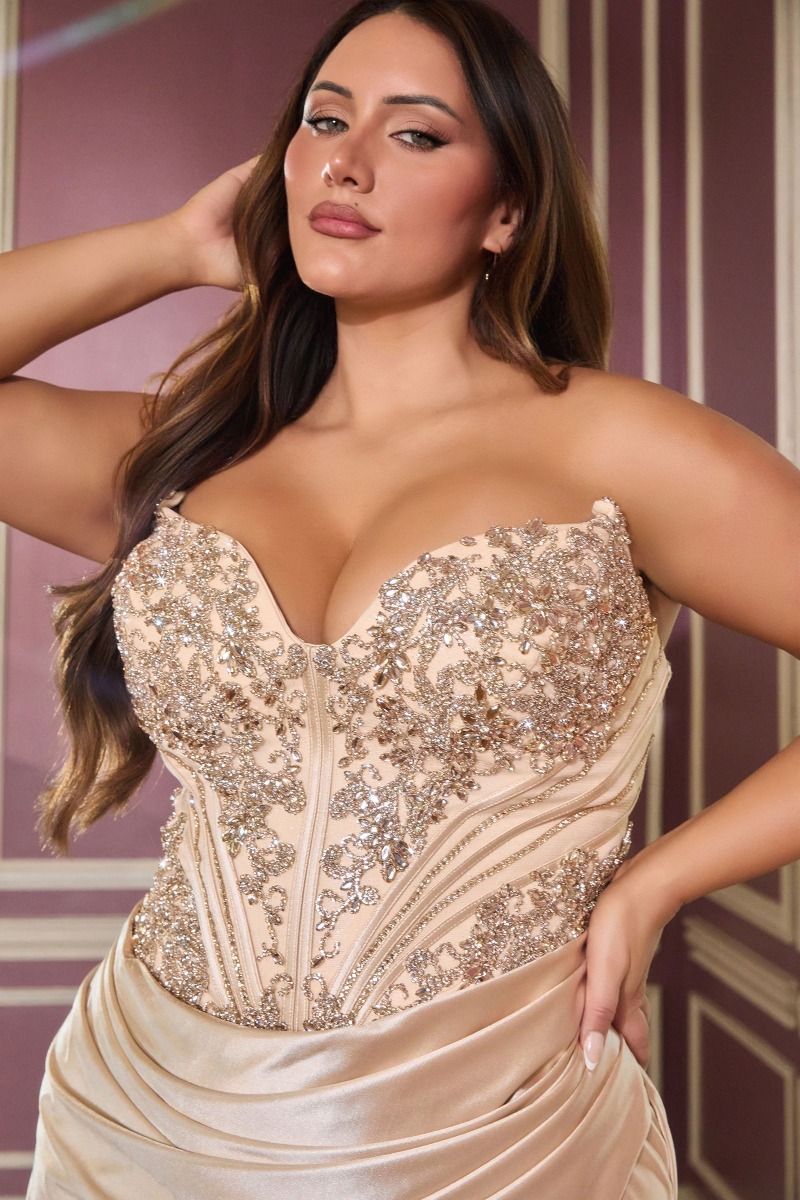 Cinderella Divine -KV1136C Embellished Corset Sweetheart Strapless Sheath Gown