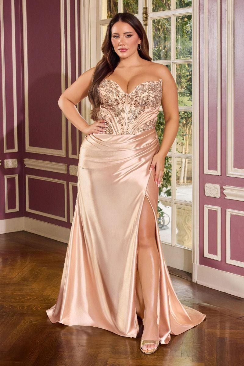 Cinderella Divine -KV1136C Embellished Corset Sweetheart Strapless Sheath Gown