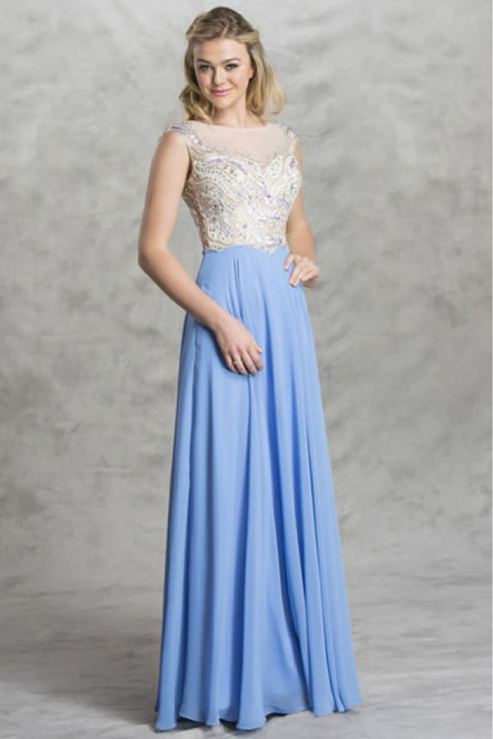 Aspeed Design -L1470 Beaded Bodice A-Line Evening Dress