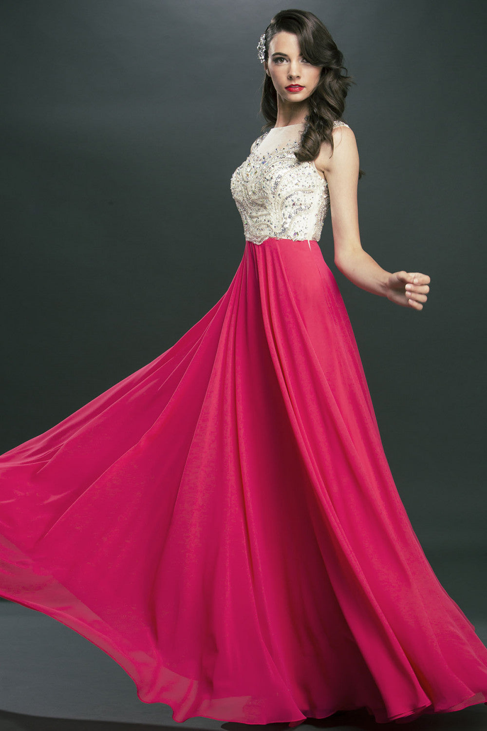 Aspeed Design -L1470 Beaded Bodice A-Line Evening Dress