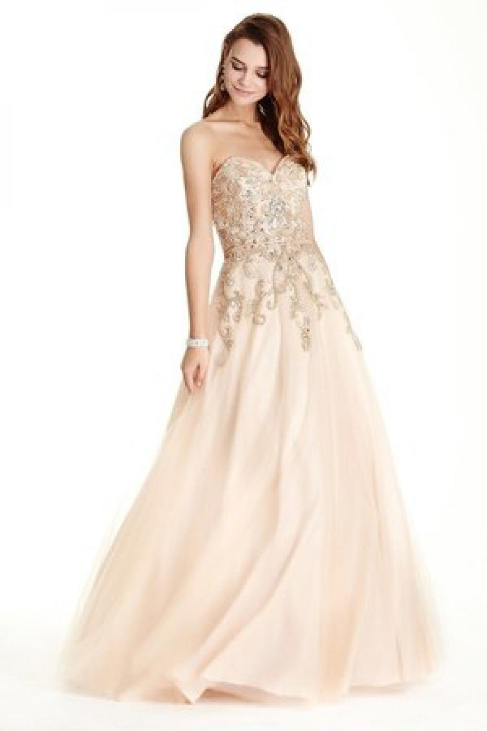 Aspeed Design -L1673 Strapless Beaded A-Line Dress