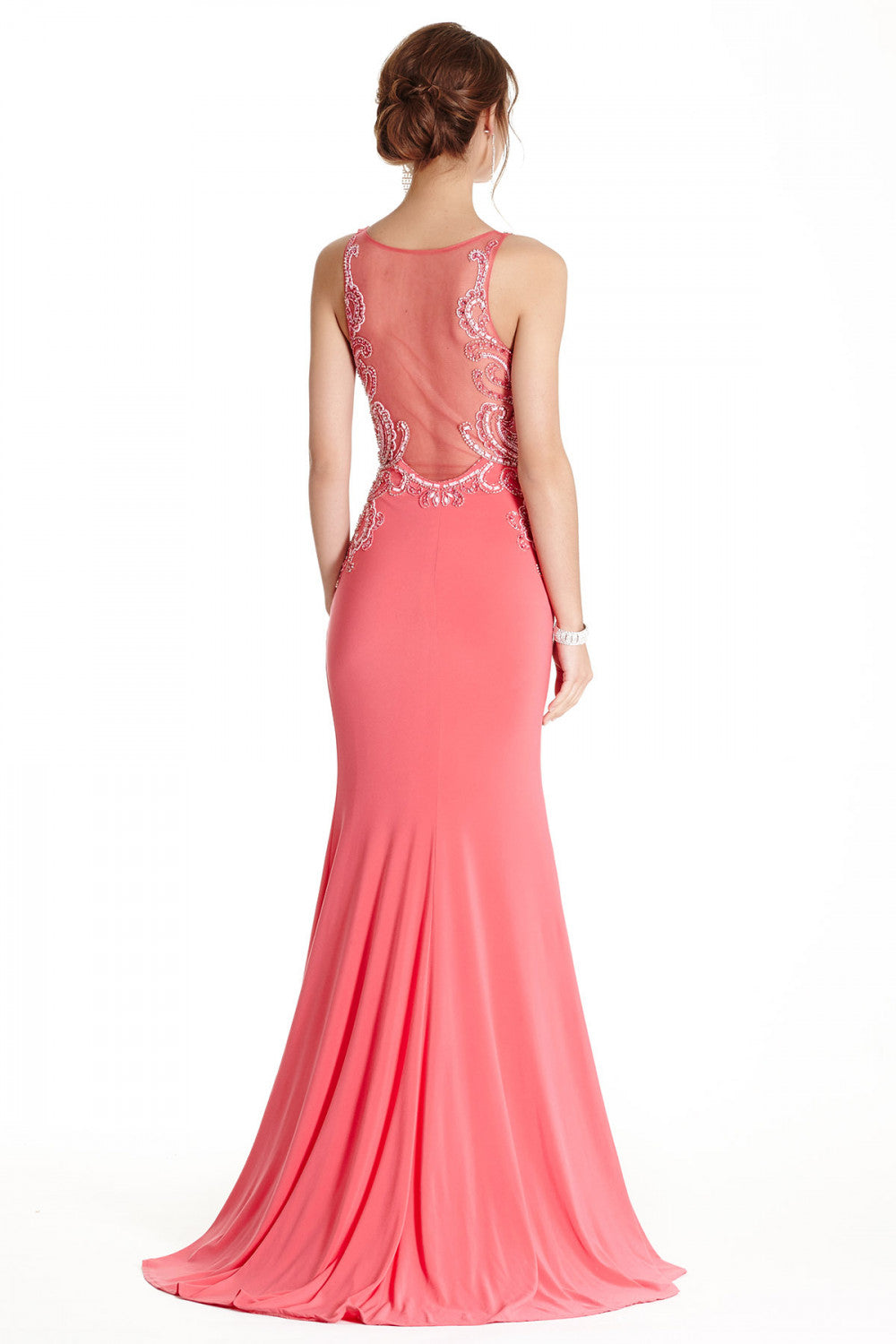 Aspeed Design -L1779 High Neck Beaded Sheath Dress