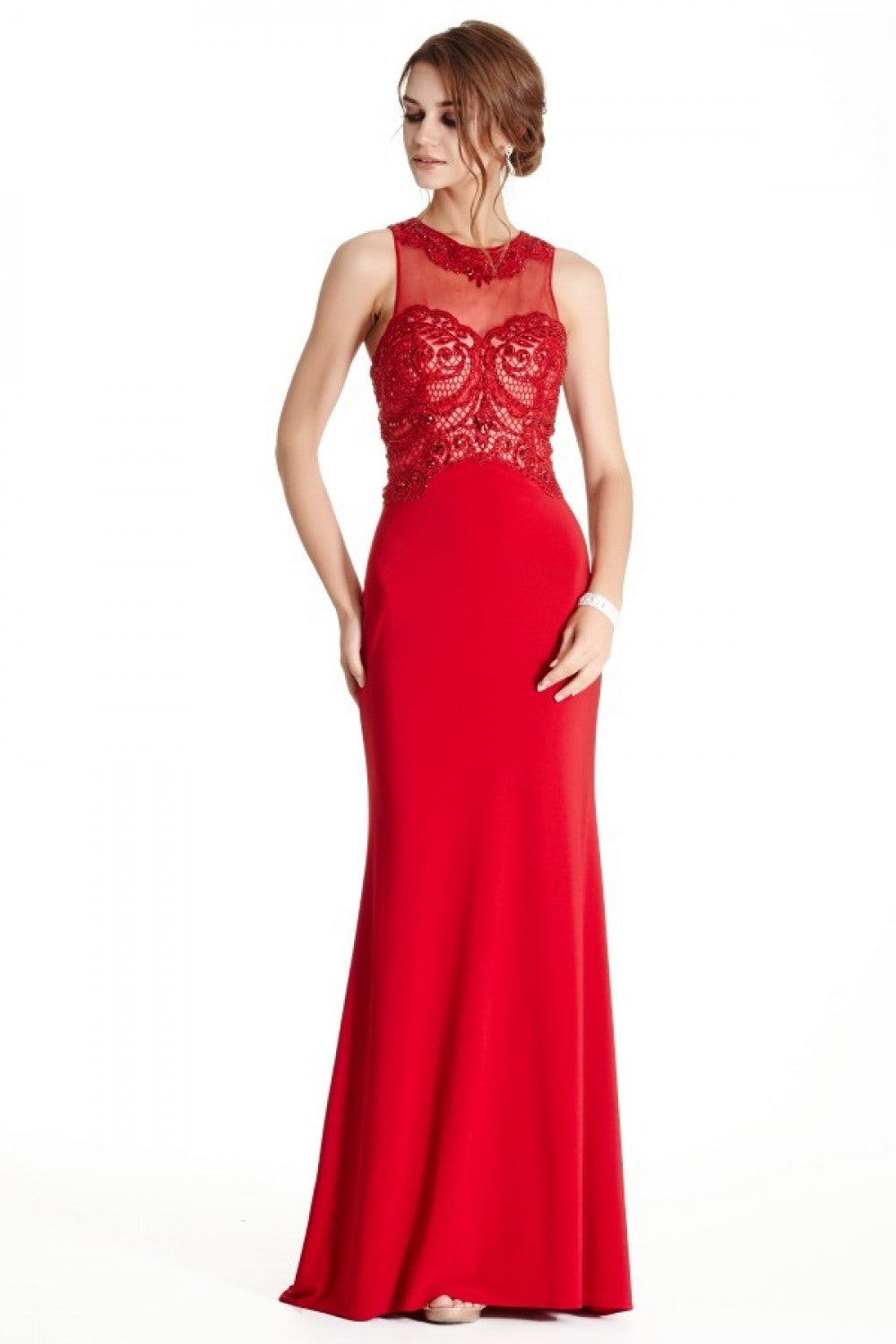 Aspeed Design -L1788 Lace Bodice Sheath Evening Dress