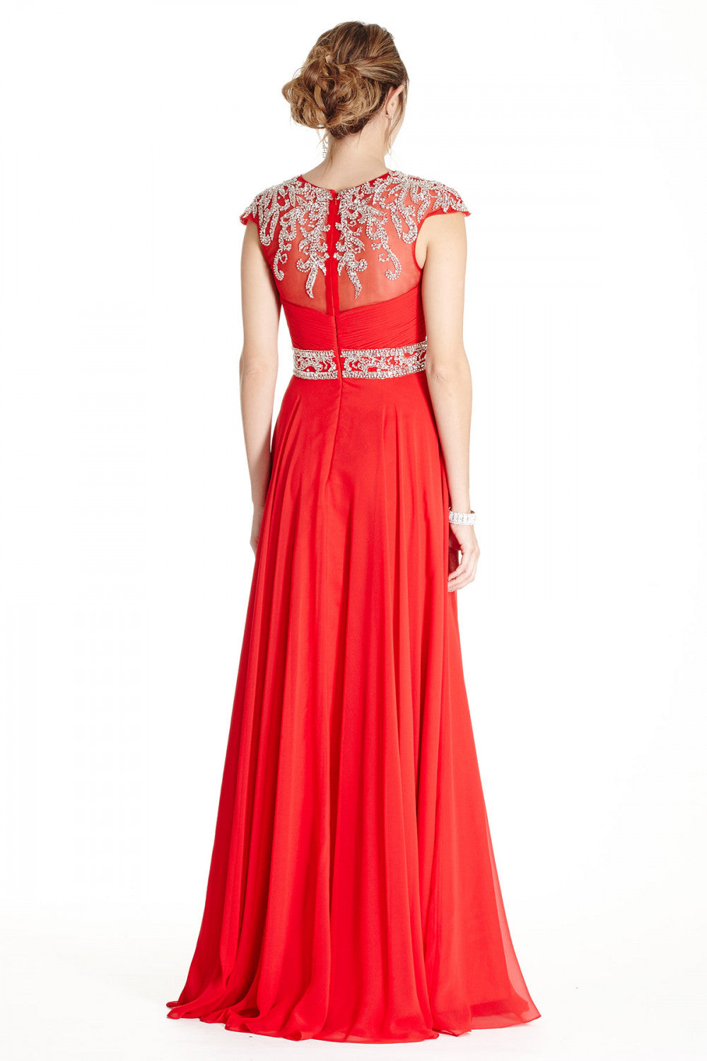 Aspeed Design -L1821 Embellished Ruched A-Line Dress