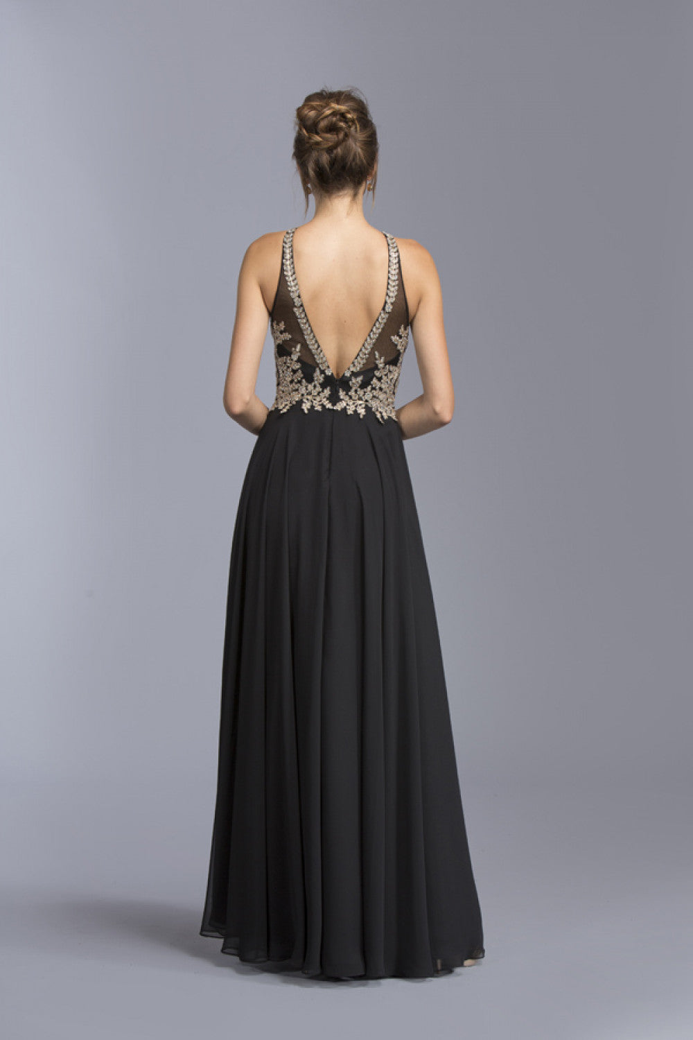 Aspeed Design -L1988 Halter Embellished A-Line Evening Dress