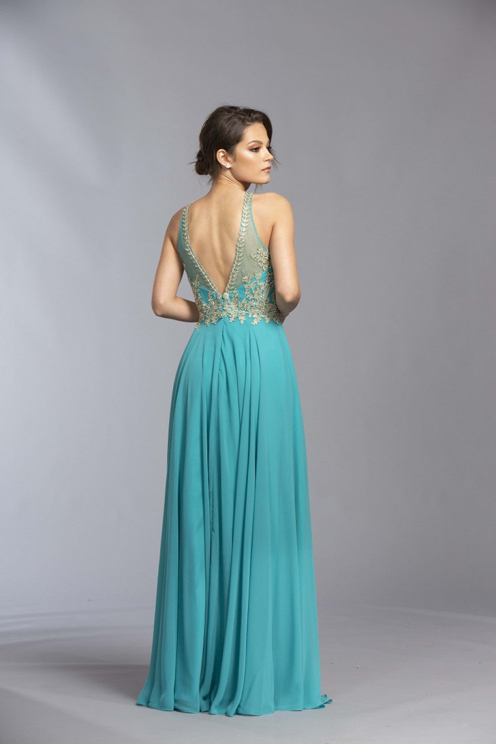 Aspeed Design -L1988 Halter Embellished A-Line Evening Dress