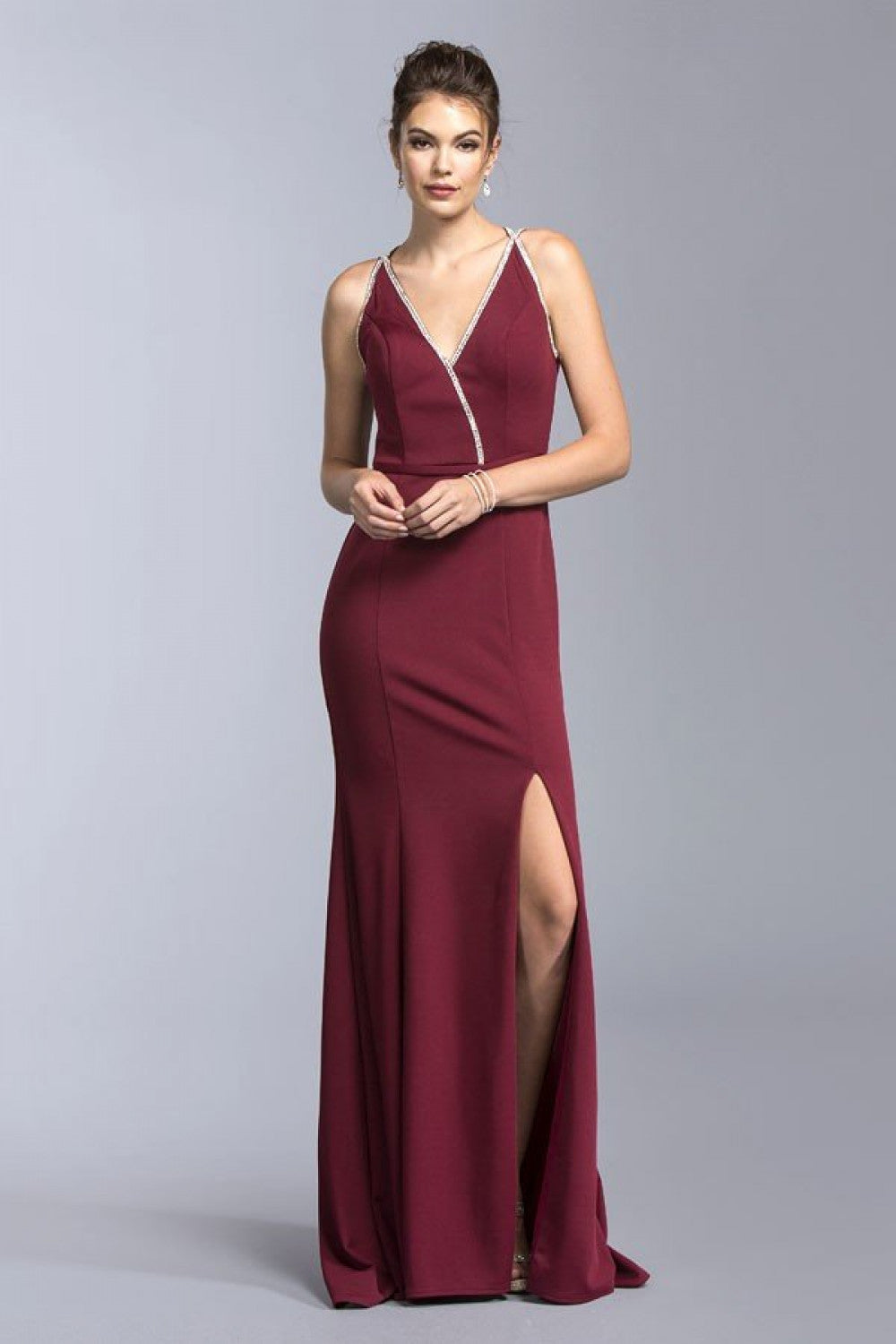Aspeed Design -L1995 V-Neck Sheath Evening Dress