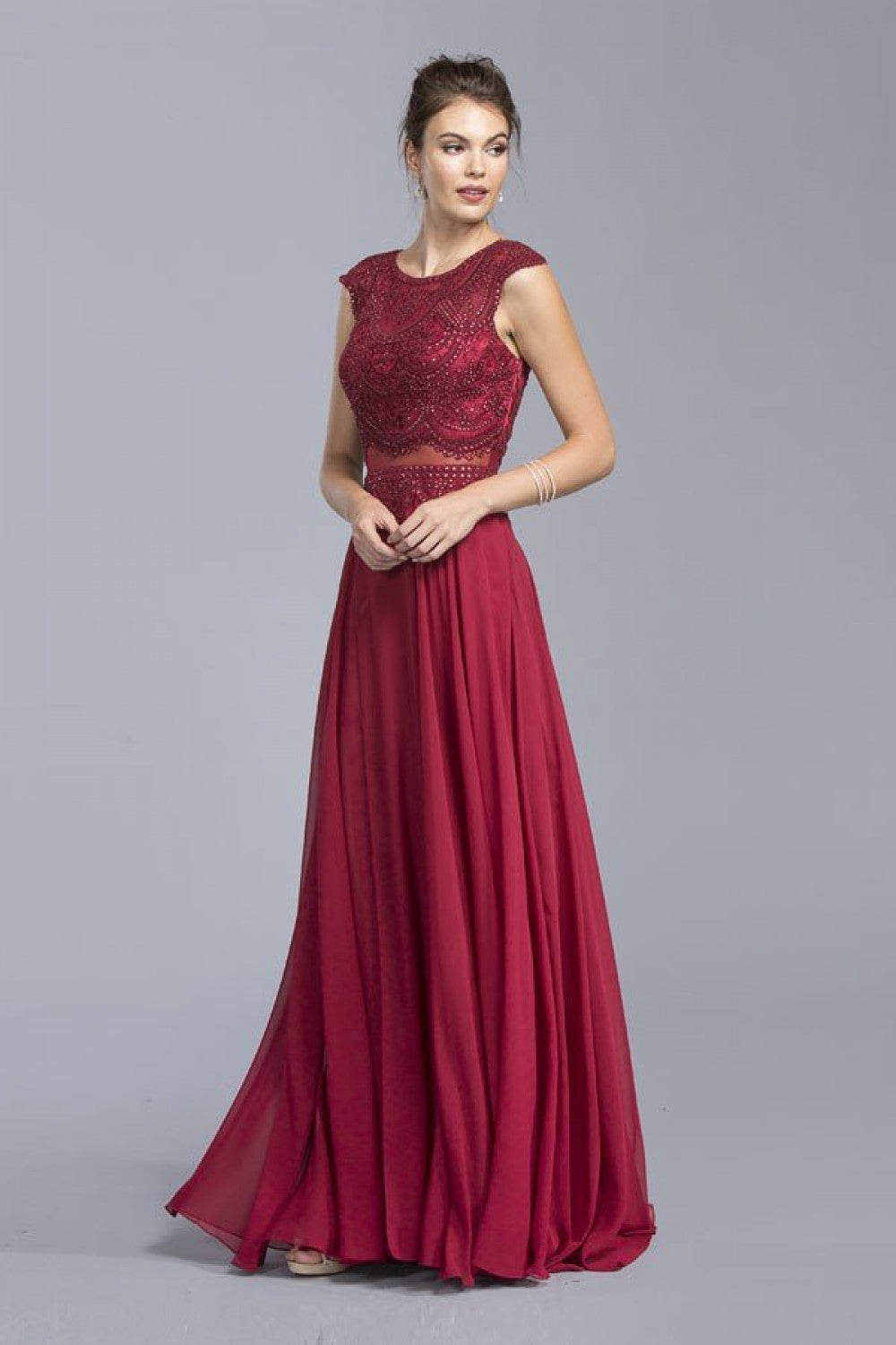 Aspeed Design -L2028 Lace Bodice A-Line Evening Dress