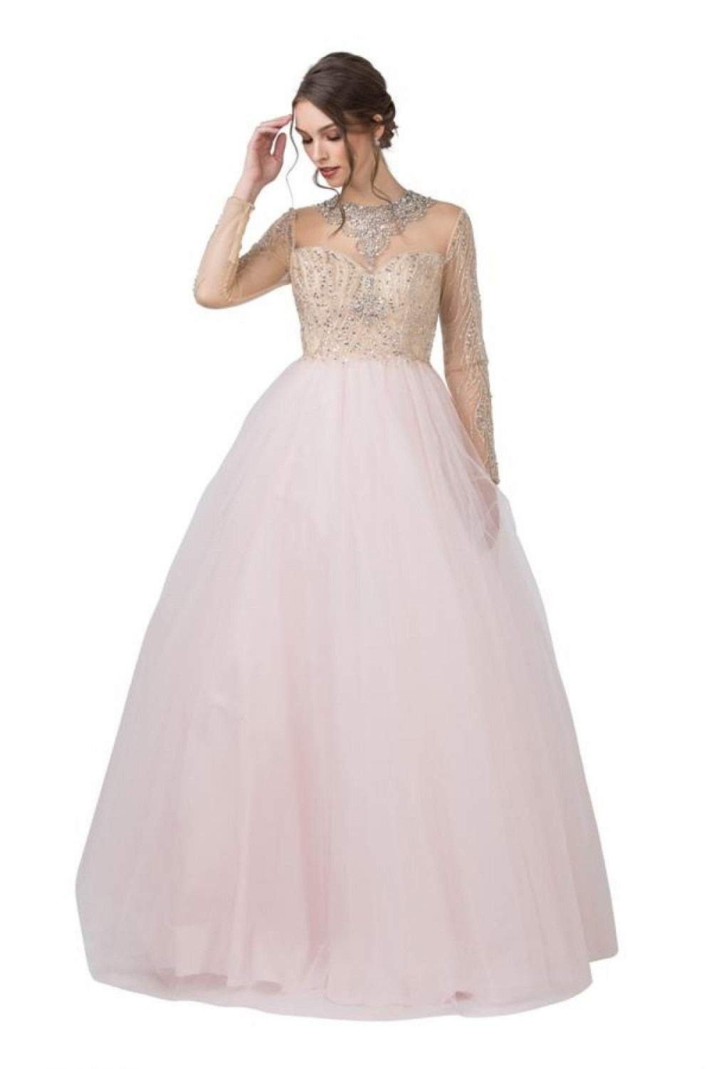 Aspeed Design -L2217 Jewel Illusion A-Line Evening Dress