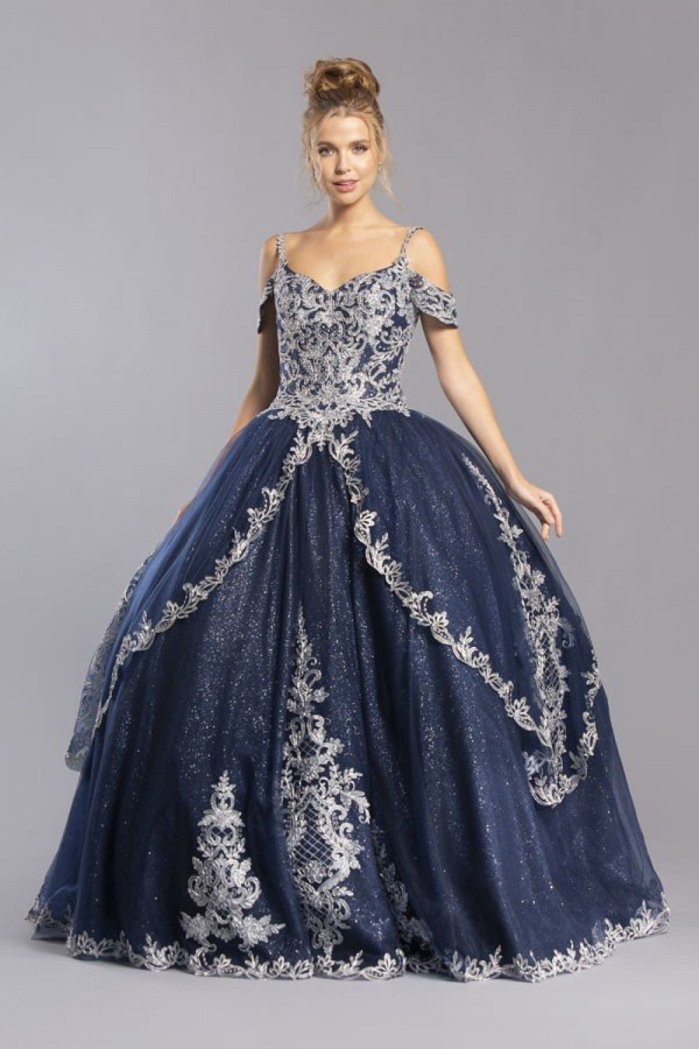 Aspeed Design -L2348 Cold Shoulder Applique Ball Gown