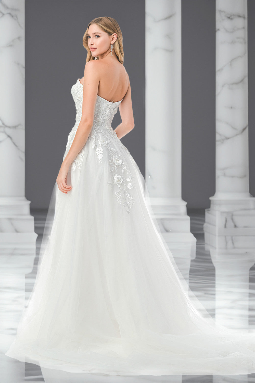 Aspeed Design -L2783A Strapless Laced  A-Line Wedding Dress