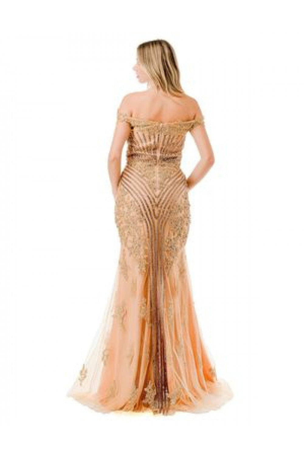 Aspeed Design -L2857K Off Shoulder Embellished Prom Sheath Dress