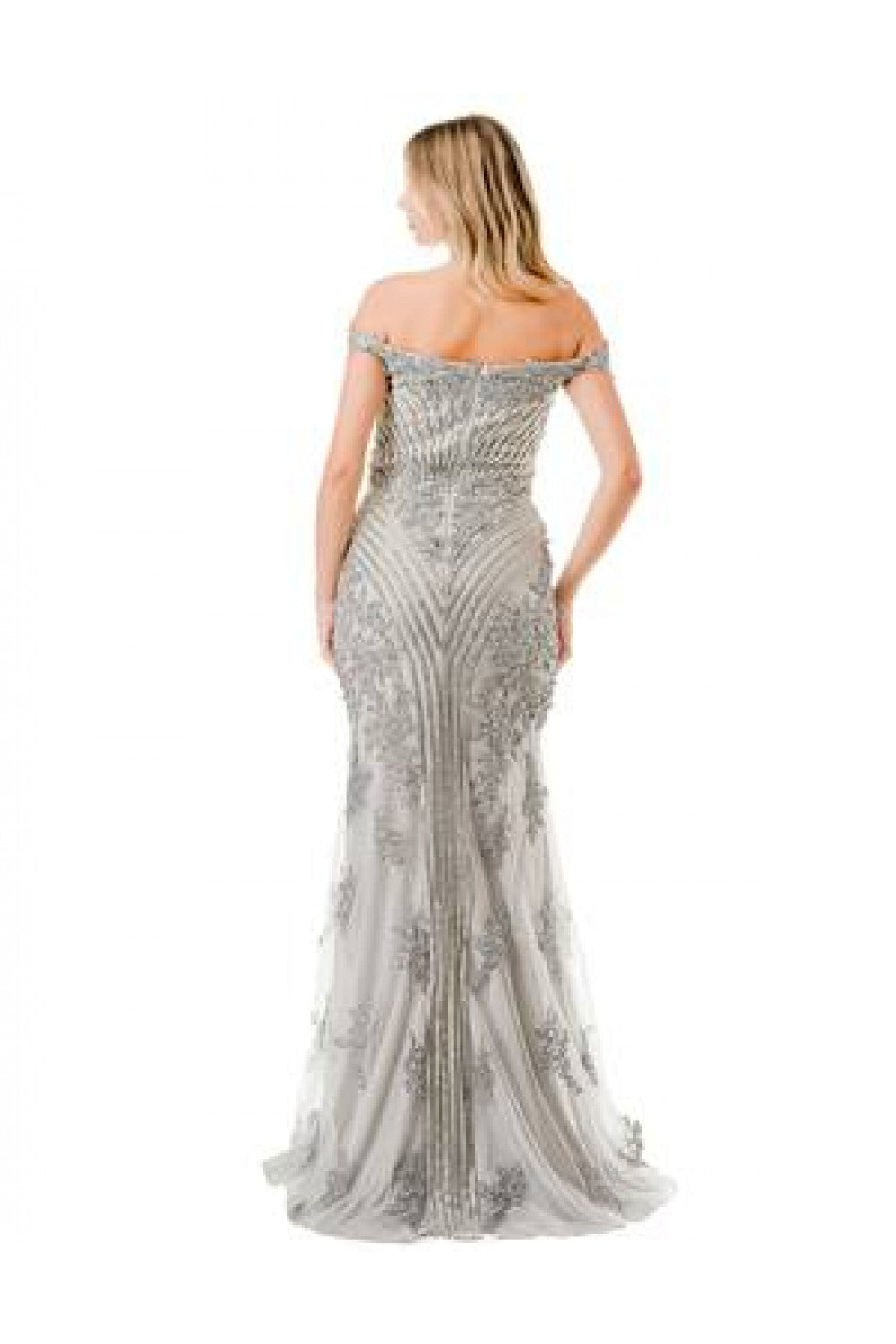 Aspeed Design -L2857K Off Shoulder Embellished Prom Sheath Dress