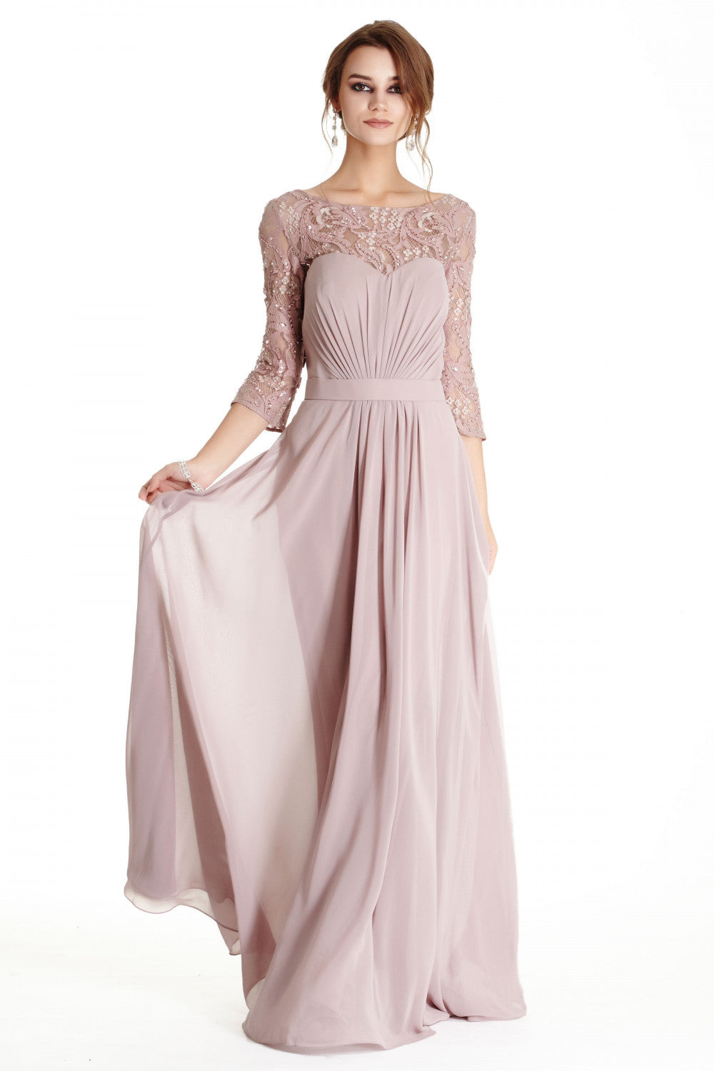 Aspeed Design -M1801 Embellished Pleated A-Line Dress