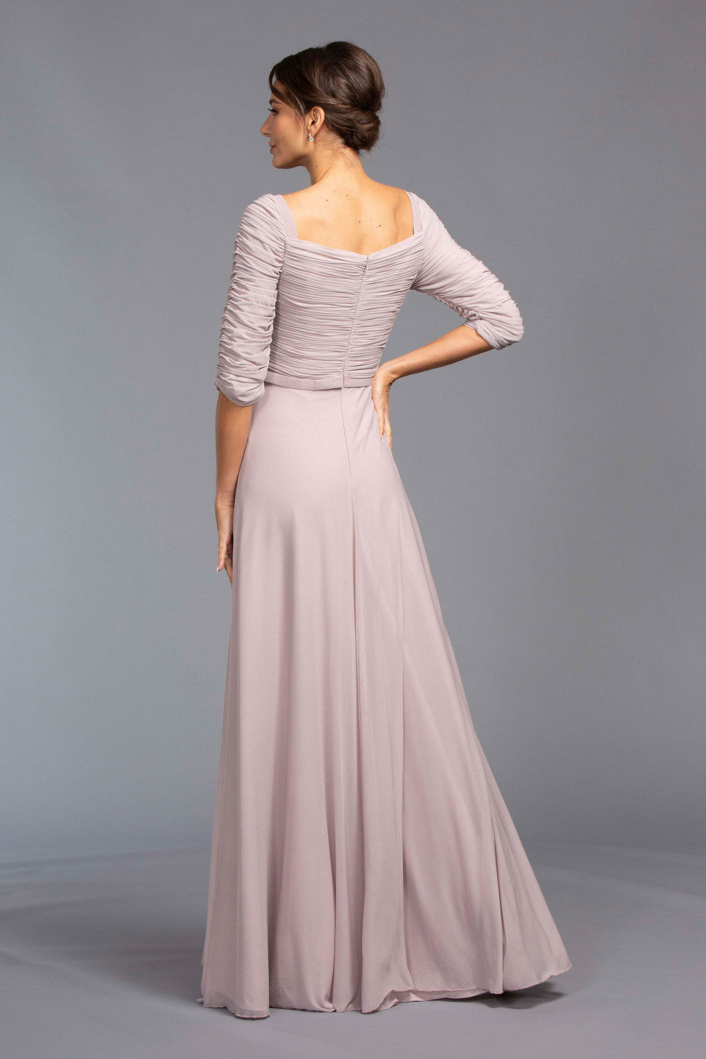 Aspeed Design -M2195 Shirred Bodice Chiffon A-Line Dress