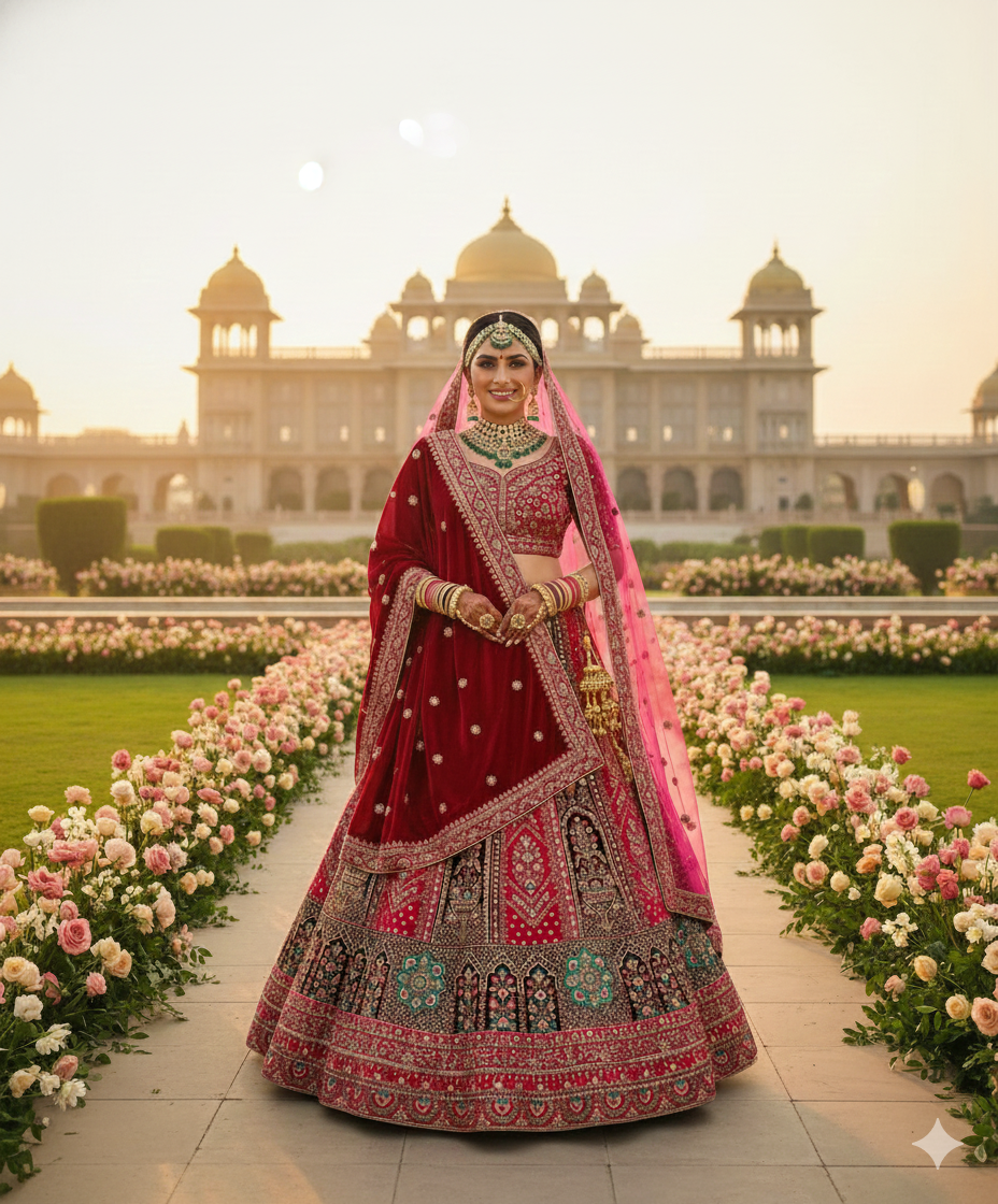 MyFashion -504 Velvet Multi Thread Embroidery Worked Bridal Lehenga Collection
