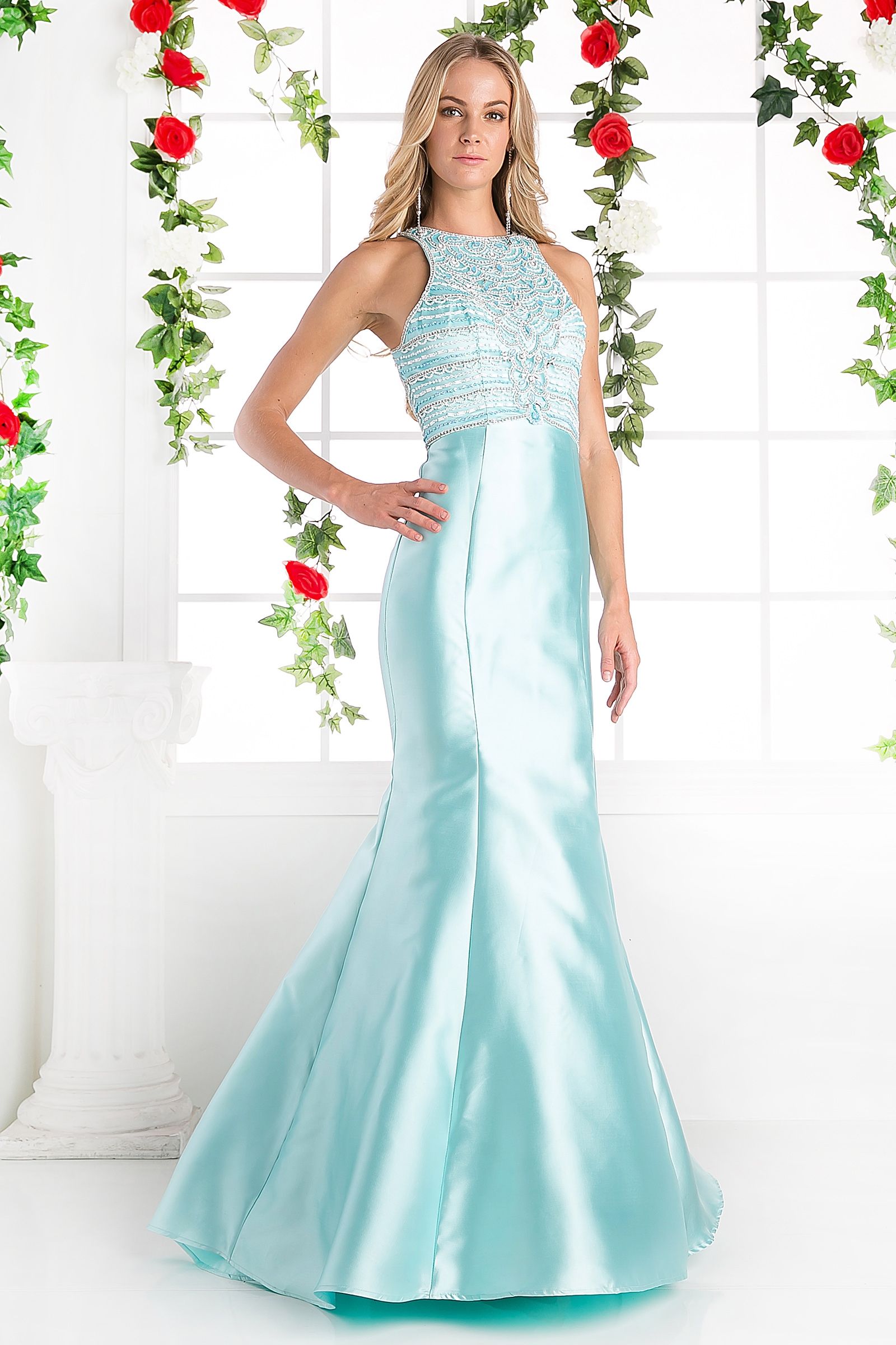Cinderella Divine -ML6538 Beaded Bodice Trumpet Dress