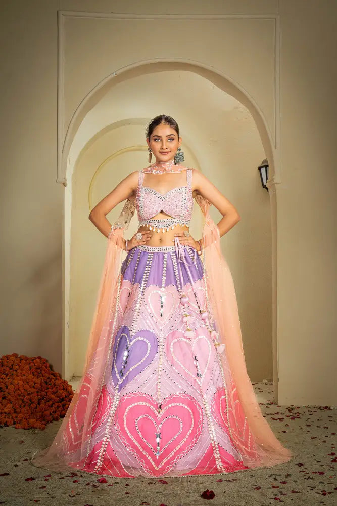 MyFashion -KLS-1148 Multi Net Lehenga With Expertly Crafted Handmade Designs