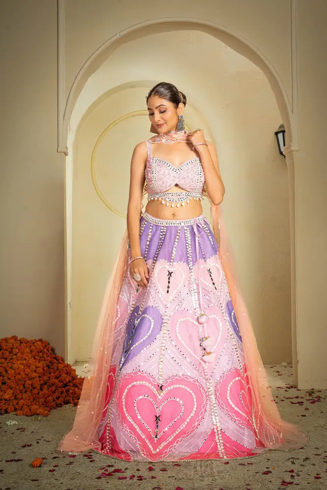 MyFashion -KLS-1148 Multi Net Lehenga With Expertly Crafted Handmade Designs