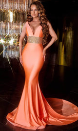 V-Neck Beaded Prom Gown By Portia And Scarlett -PS22524
