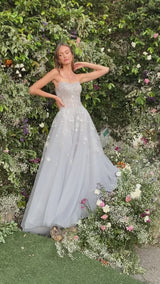Sweetheart Embroidered Tulle Strapless Gown With Corset Back by Andrea and Leo -A0890