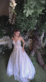 Floral Applique Glitter Tulle Dress By Andrea And Leo -A1040