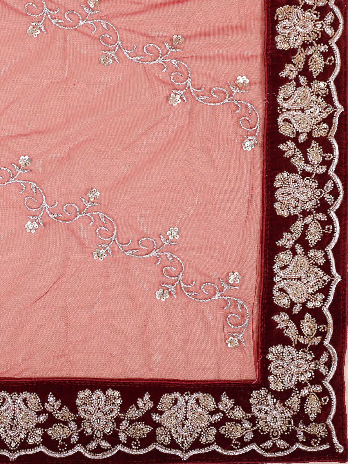 MyFashion KLS-2153 Velvet Maroon Eleganza Peplum Lehenga with Premium Diamond