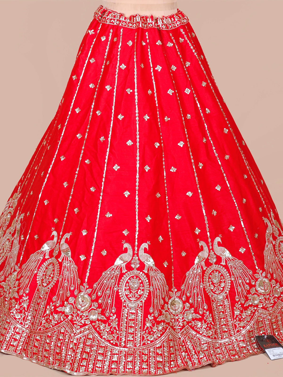 MyFashion KLS-2161 Red Heritage Crown Premium Embroidered Silk Lehenga