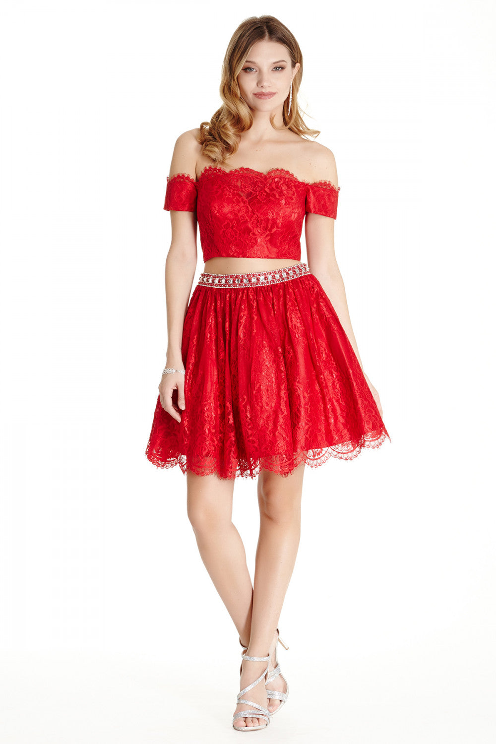 Aspeed Design -S1777 Laced Two Piece Short Cocktail Dress