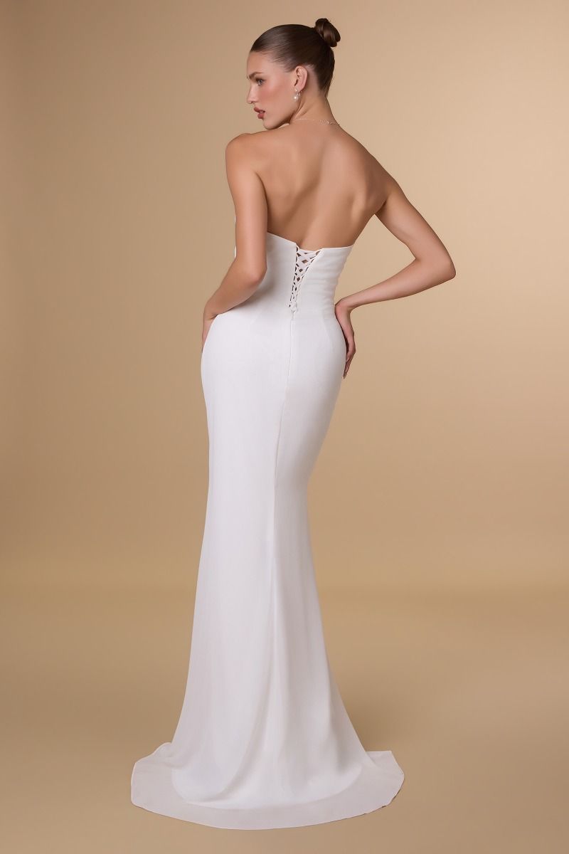Amoris -T702W Chiffon Fitted Strapless Mermaid Gown
