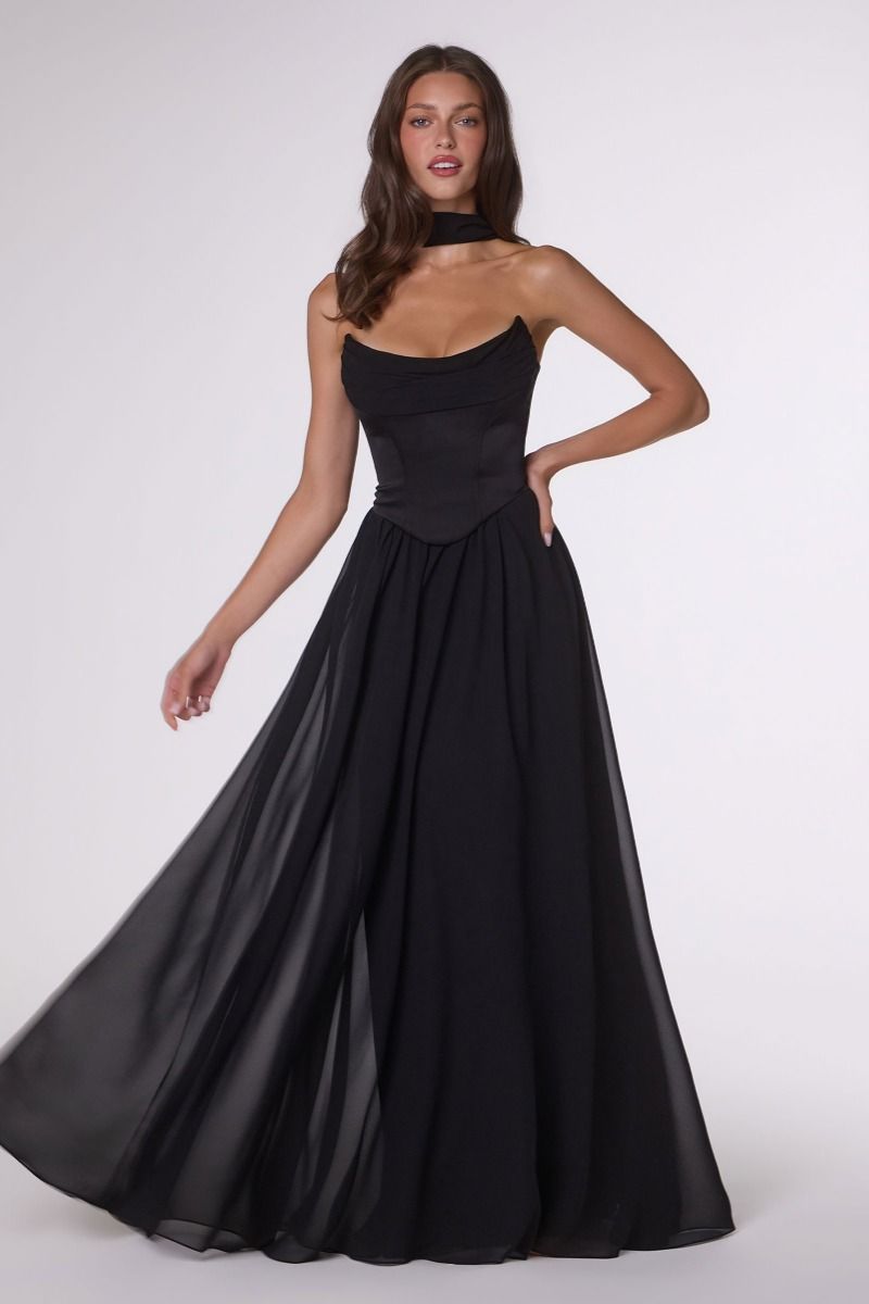Amoris -T741 Chiffon Strapless A-line Gown