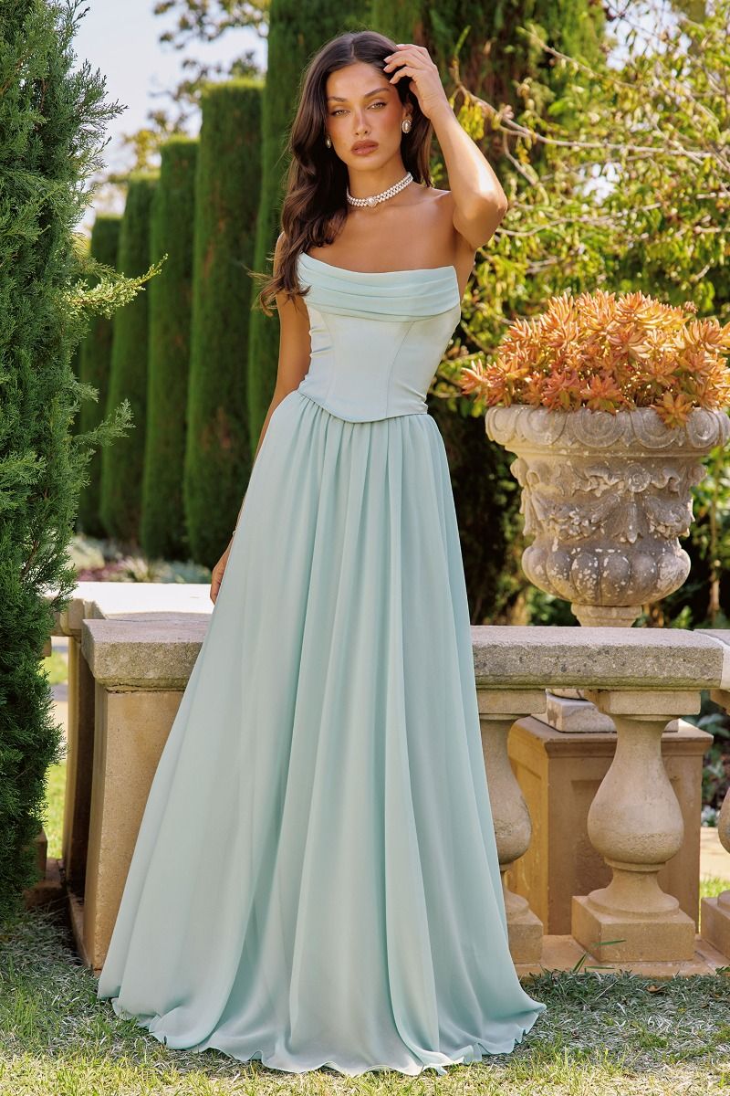 Amoris -T741 Chiffon Strapless A-line Gown