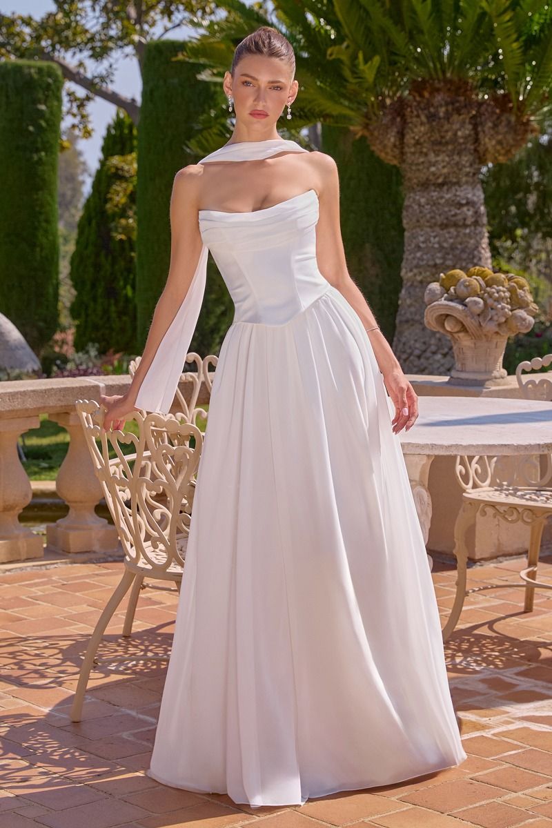 Amoris -T741W Chiffon Strapless A-line Gown